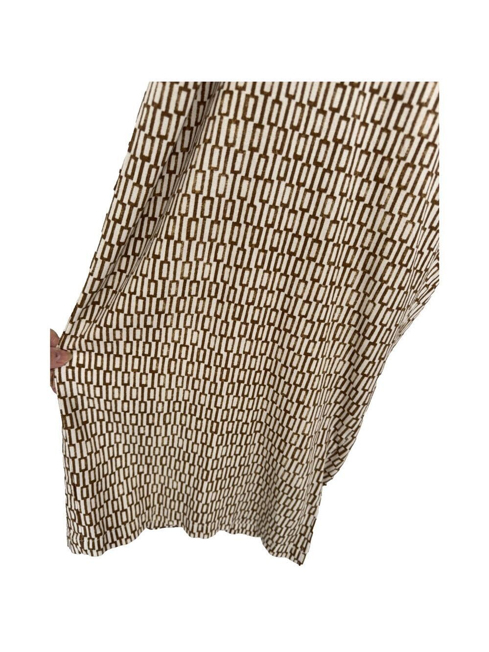 Dash Womens XL Linen Blend Pants Wide Leg Pants Casual Brown White Geometric - Picture 5 of 7
